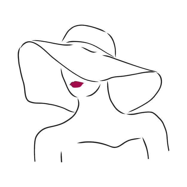 Silueta, de, mujer hermosa, en, un, elegante, sombrero