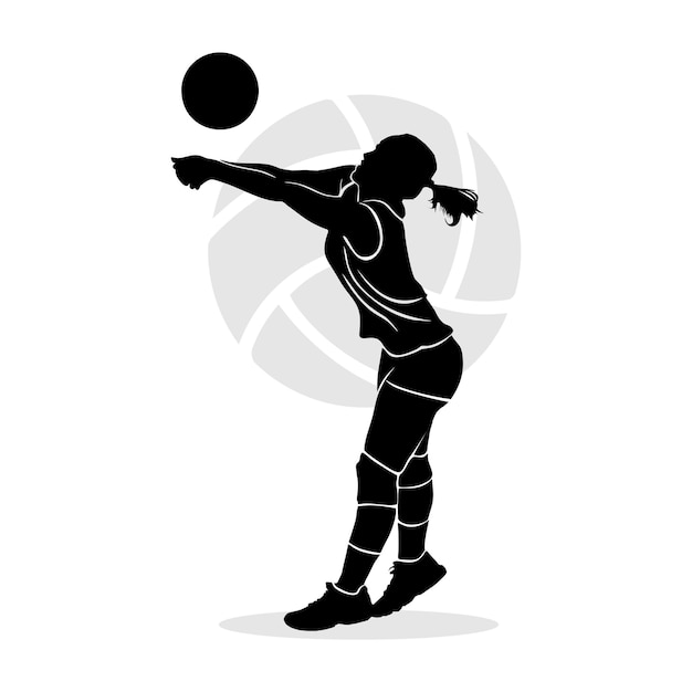 Vector silueta de mujer jugando voleibol. ilustración vectorial