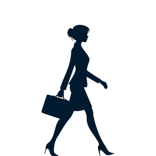 silueta de mujer de negocios plano aislado en fondo blanco vector