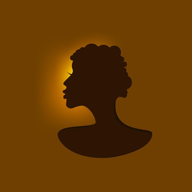 Vector silueta de mujer negra cara de mujer con peinado vista lateral ilustración vectorial