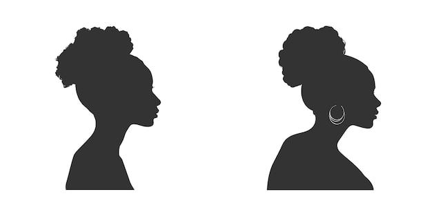 Silueta de una mujer negra con un peinado bouffant ilustración vectorial