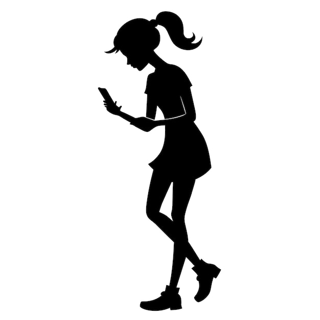 una silueta de una mujer con un sombrero y un teléfono