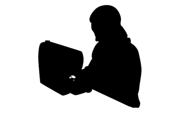 silueta de una mujer usando una máquina de coser