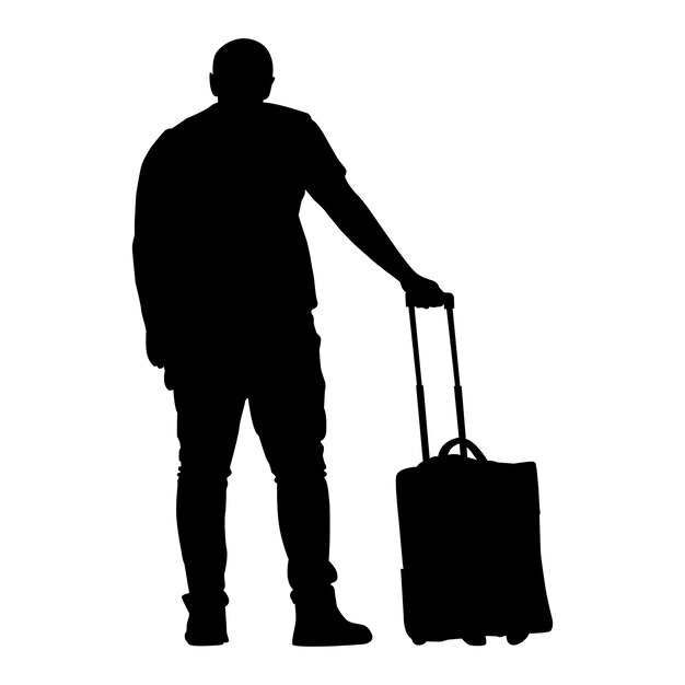 silueta mujer viajera con equipaje