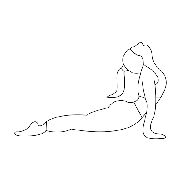 Vector silueta mujer yoga pose cobra ilustración vectorial