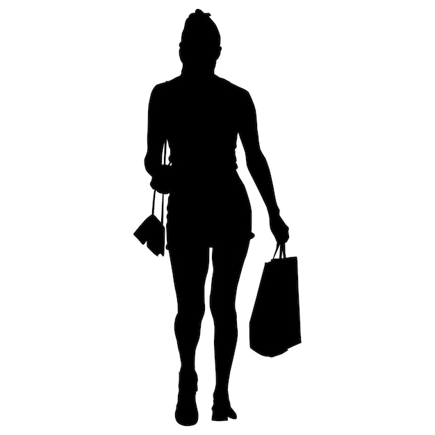 silueta de mujeres de compras