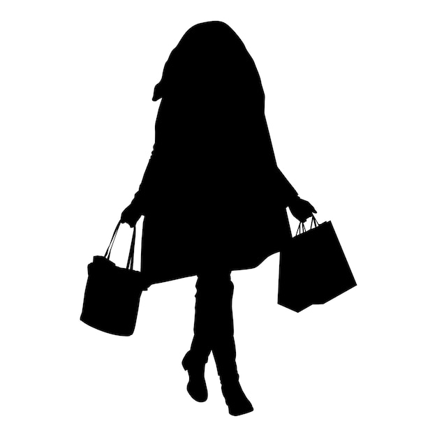 silueta de mujeres de compras