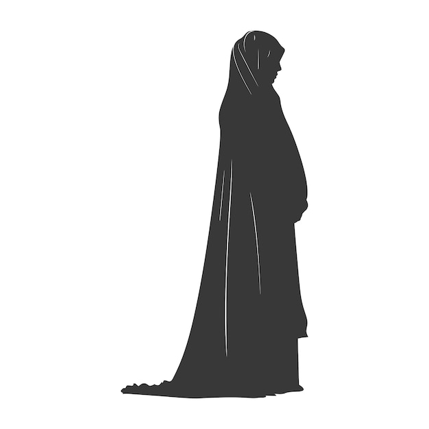 Vector silueta de mujeres independientes de los emiratos que llevan abaya de color negro sólo