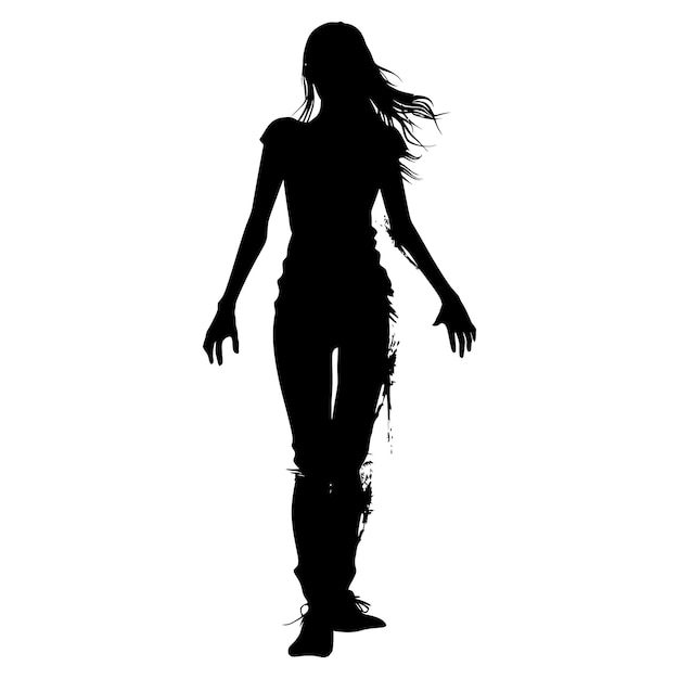 silueta mujeres zombi color negro sólo cuerpo completo