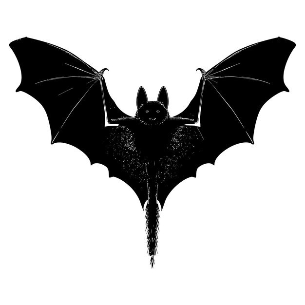 Silueta de murciélago animal de color negro sólo cuerpo completo