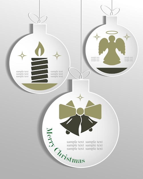 Vector silueta, de, navidad, blanco, bolas, conjunto