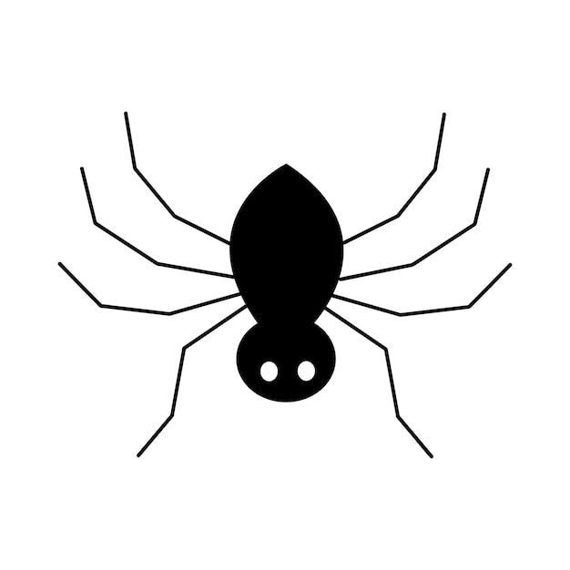 Silueta negra de araña aislada sobre fondo blanco. ilustración vectorial