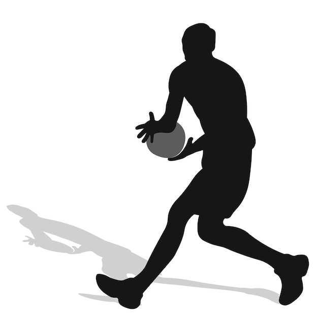 Silueta negra de baloncesto de un atleta jugador de baloncesto con una pelota