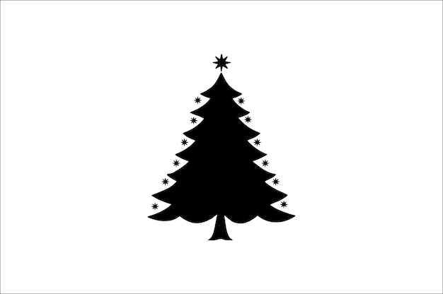 Una silueta negra y blanca de árboles de Navidad con una decoración