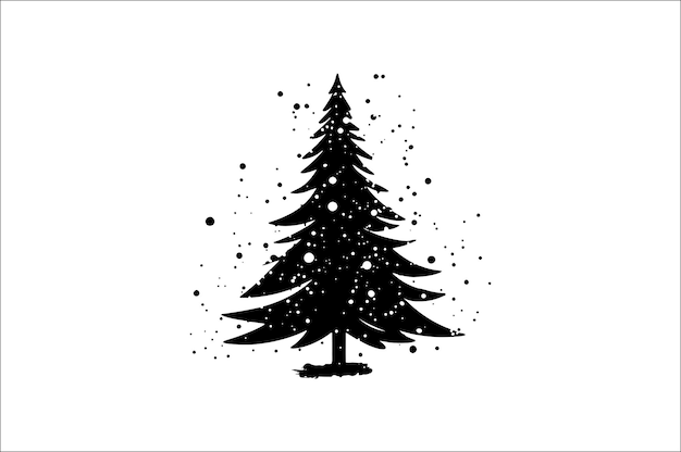 Una silueta negra y blanca de árboles de Navidad con una decoración