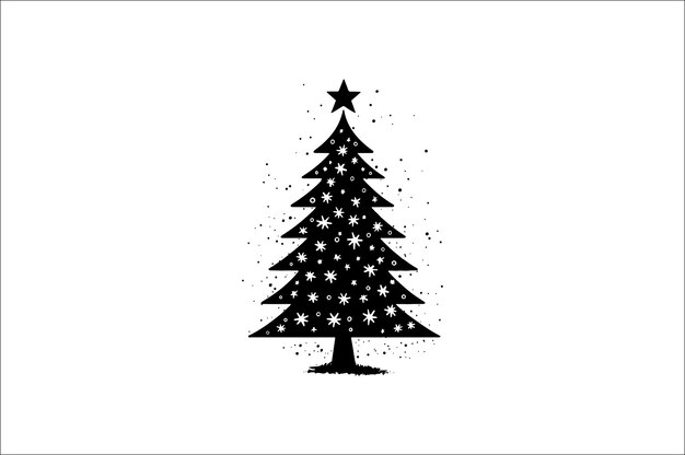 Una silueta negra y blanca de árboles de Navidad con una decoración