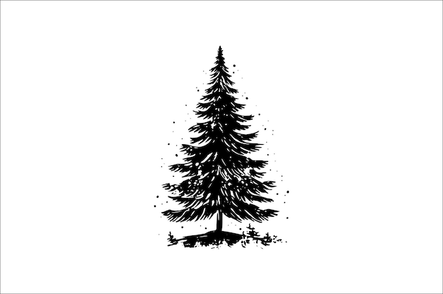 Una silueta negra y blanca de árboles de Navidad con una decoración