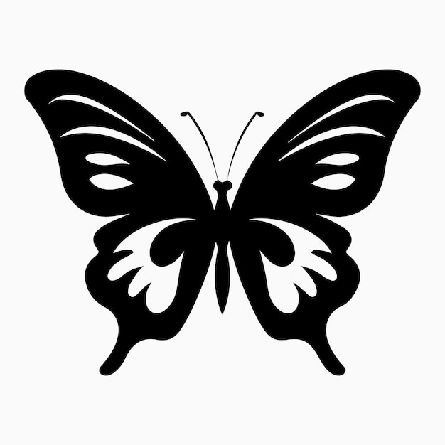 Vector una silueta negra de un boceto de una mariposa