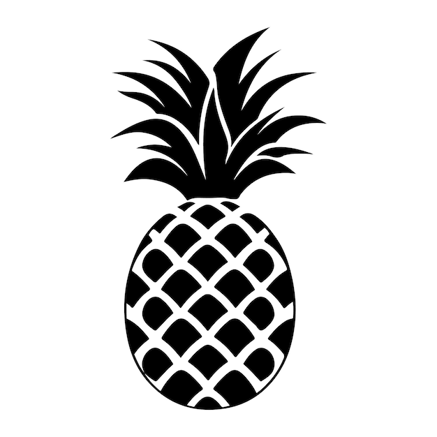 Una silueta negra de un boceto vectorial de arte de clip de piña