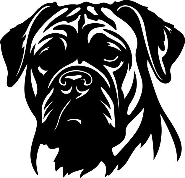 Silueta negra de bullmastiff con fondo transparente