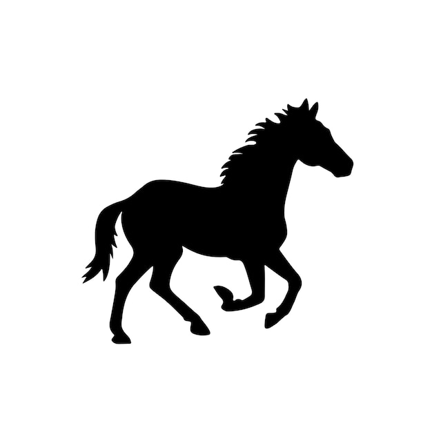 Silueta negra de un caballo desde el lado