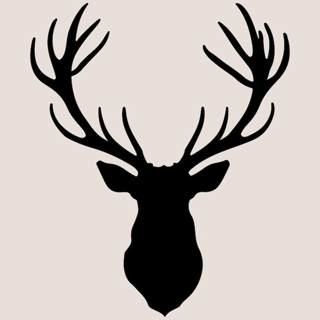 Vector silueta negra de cabeza de ciervo diferentes tipos de cabezas de ciervo con cuernos ilustración vectorial
