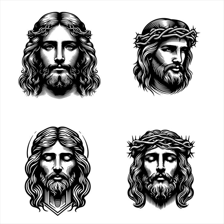 la silueta negra de la cabeza de jesús gangsta vector