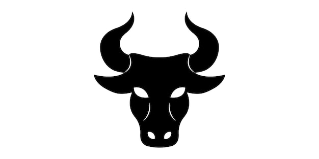 Silueta negra con cabeza de toro. Icono de vector de cabeza de búfalo. animales enojados Logotipo vectorial.