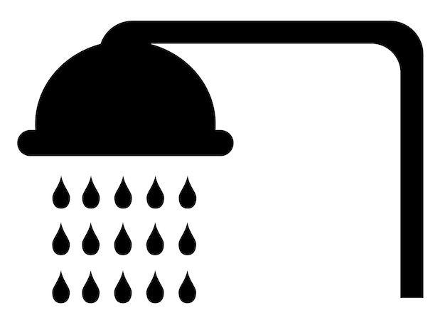 Una silueta negra de un cabezal de ducha con una gota de agua.