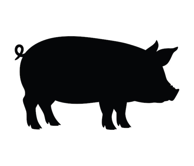 La silueta negra de un cerdo