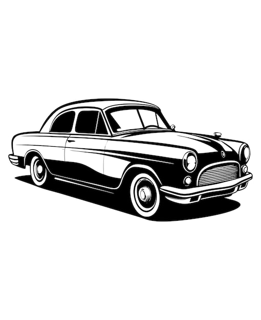 Silueta negra de un coche clásico generativo ai