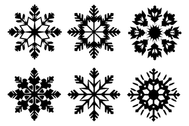 silueta negra de copo de nieve vector diseñado