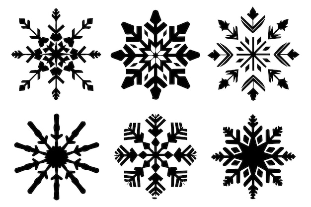 silueta negra de copo de nieve vector diseñado