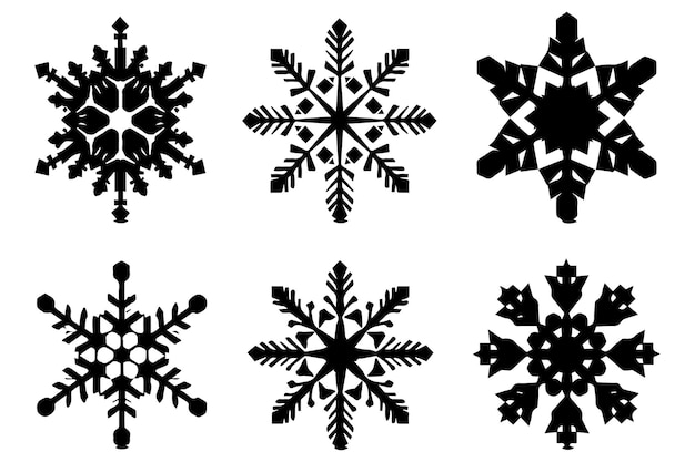 silueta negra de copo de nieve vector diseñado