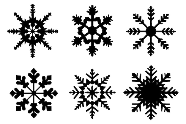 silueta negra de copo de nieve vector diseñado