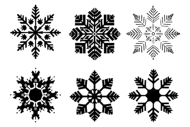 silueta negra de copo de nieve vector diseñado