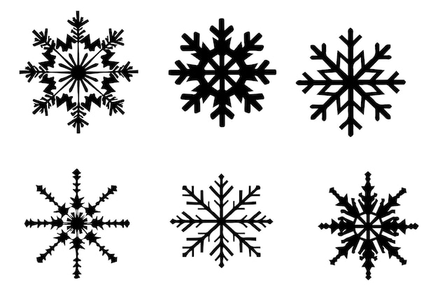 silueta negra de copo de nieve vector diseñado