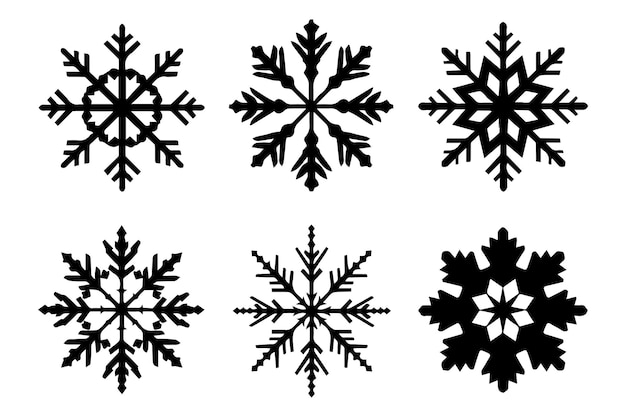 silueta negra de copo de nieve vector diseñado