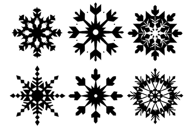 silueta negra de copo de nieve vector diseñado