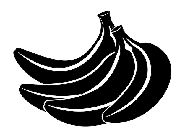 Silueta negra del diseño vectorial del palo de plátano
