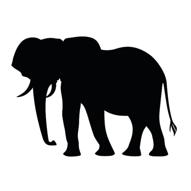 silueta negra de un elefante sobre un fondo blanco vector aislado