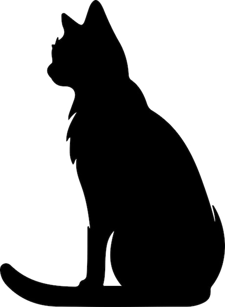 La silueta negra del gato Raas con un fondo transparente