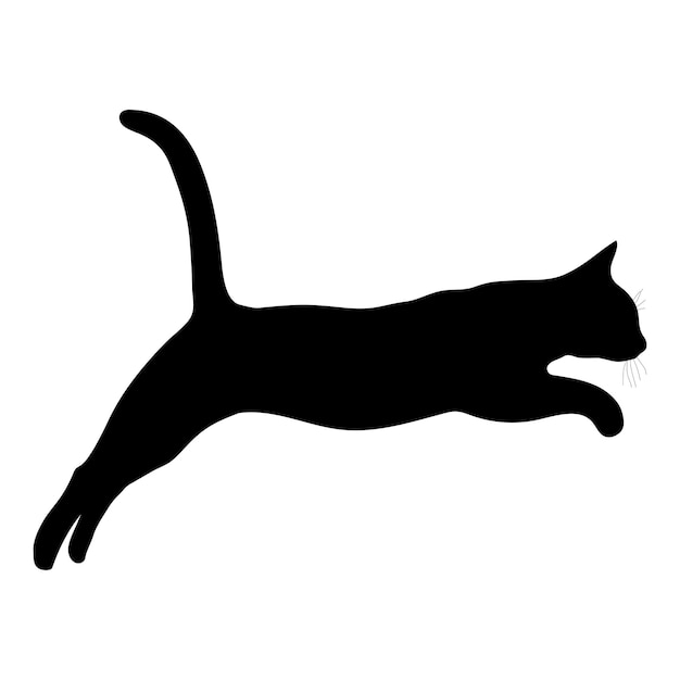 Silueta negra de un gato sobre un fondo blanco.