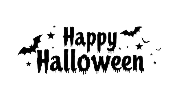 La silueta negra de Happy Halloween está aislada en un fondo blanco Ilustración vectorial