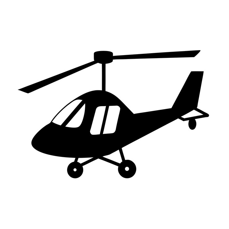Silueta negra de un helicóptero