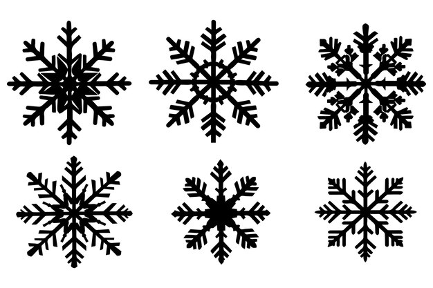 silueta negra icono de copo de nieve aislado en blanco