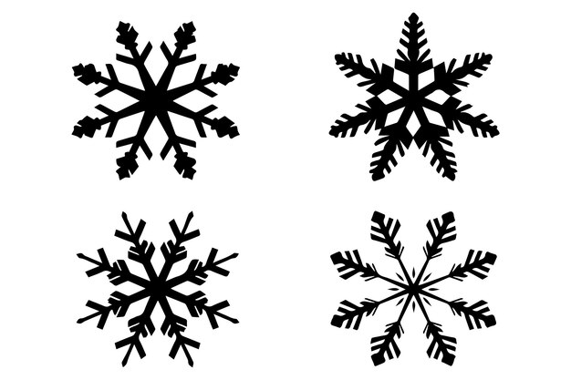 silueta negra icono de copo de nieve aislado en blanco