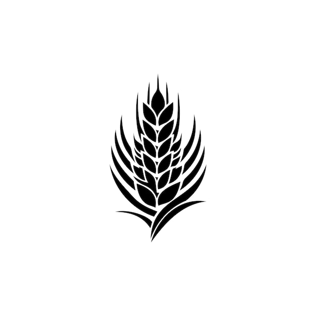 Vector silueta negra del icono del trigo aislada en un fondo blanco