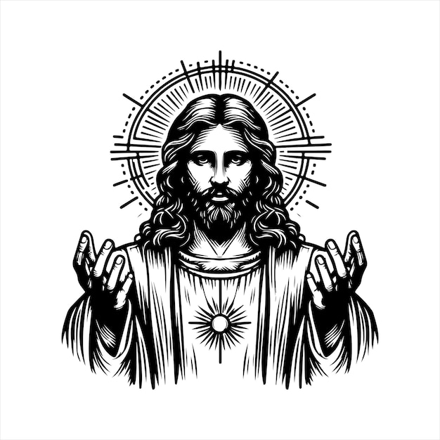 silueta negra de jesús vector gangsta
