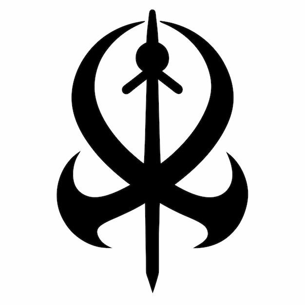 Una silueta negra del Khanda, un símbolo espiritual sikh